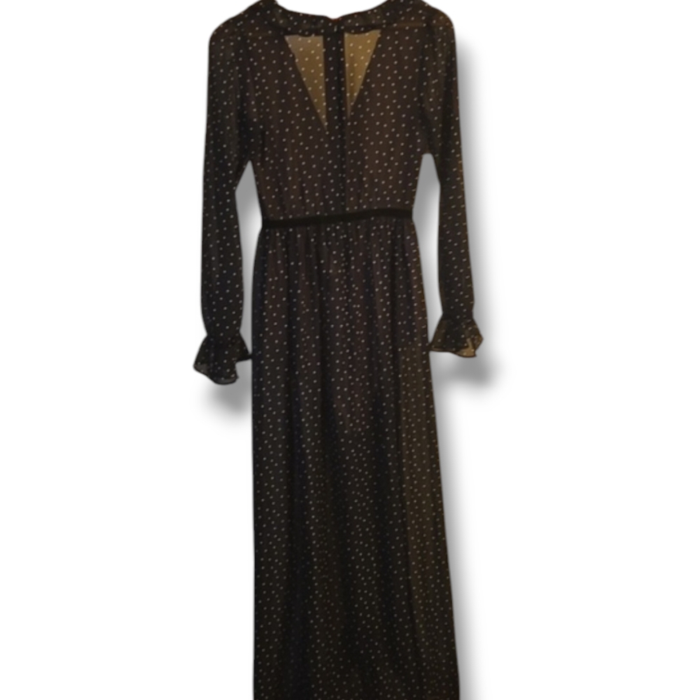 For Love & Lemons Black Polka Dot Sheer Maxi Dress - Picture 6 of 10